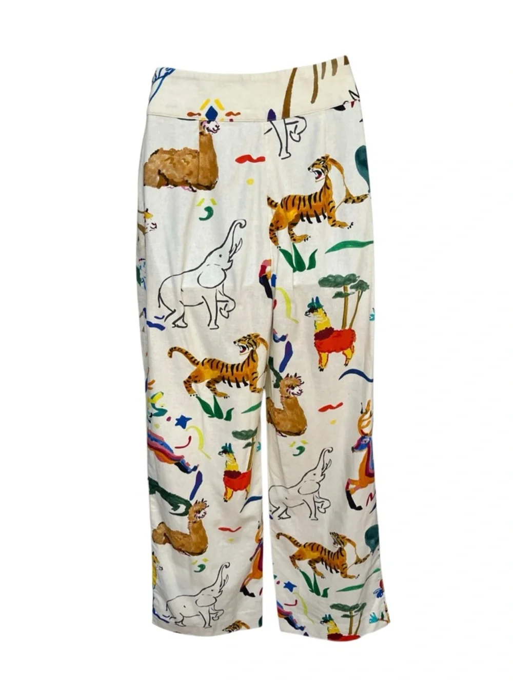 Sézane x G.Kero collab/ Jensen Trouser colorful animal print Cotton/Linen 34 S